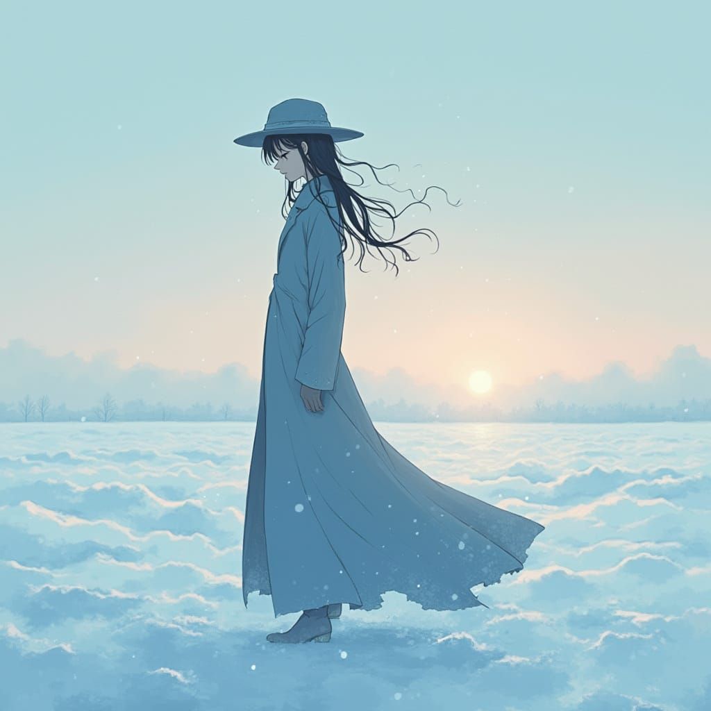 Winter's Solace in a Haunting Anime Landscape