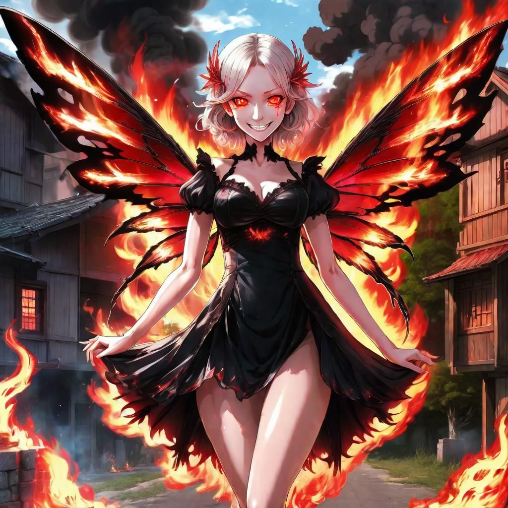 Evil Fairy Burns Village in Anime Style