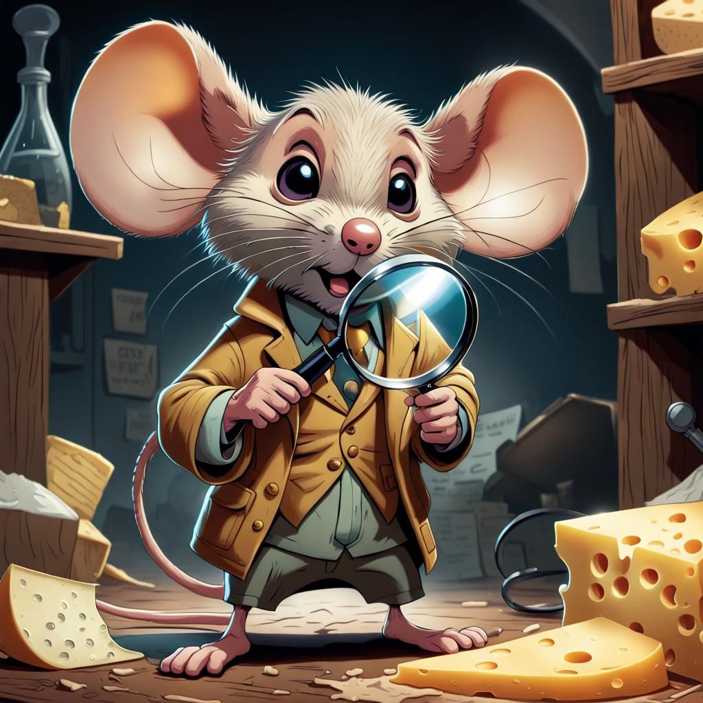 Cartoon mouse detective