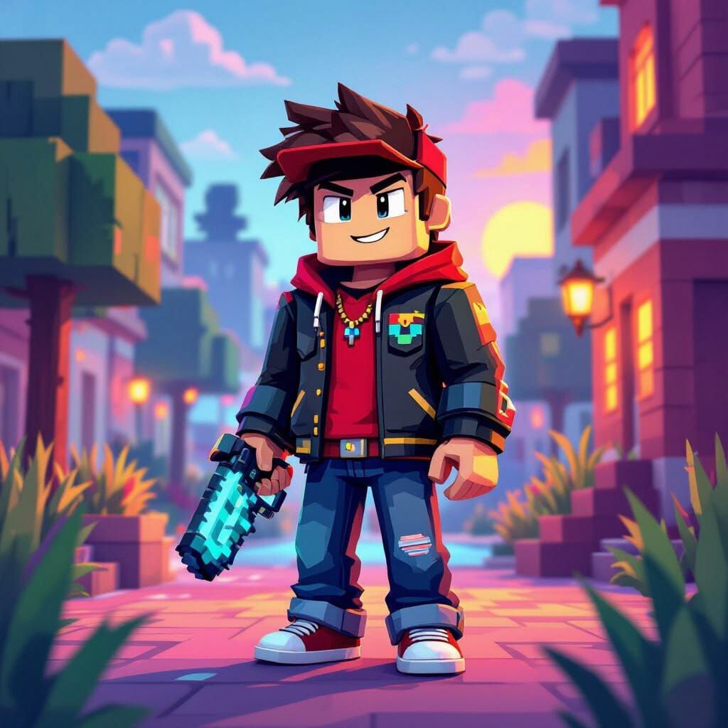 Roblox MM2 Character in Vibrant Pixel Art Style