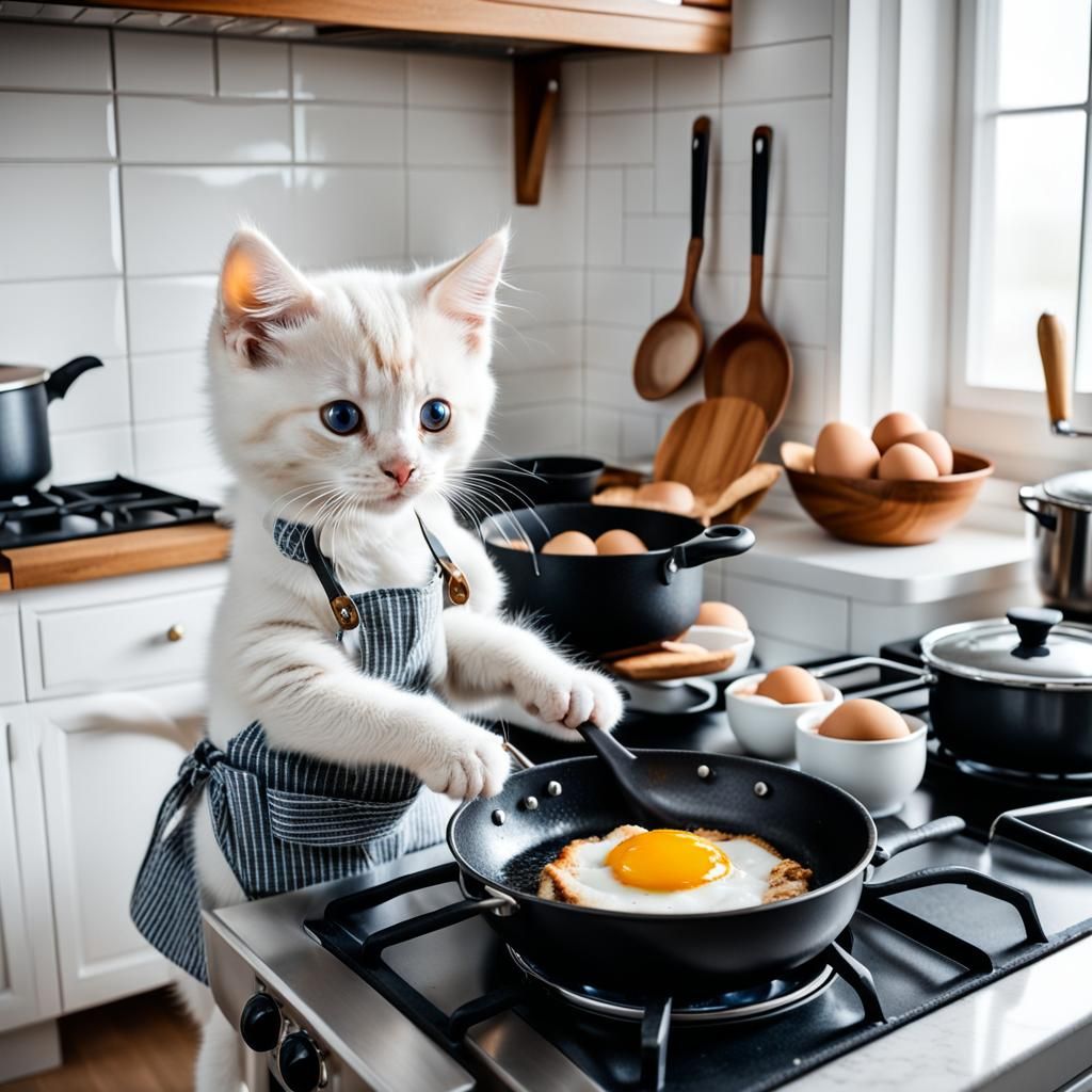 Very-very cute beautiful little very fluffy white girl kitten,