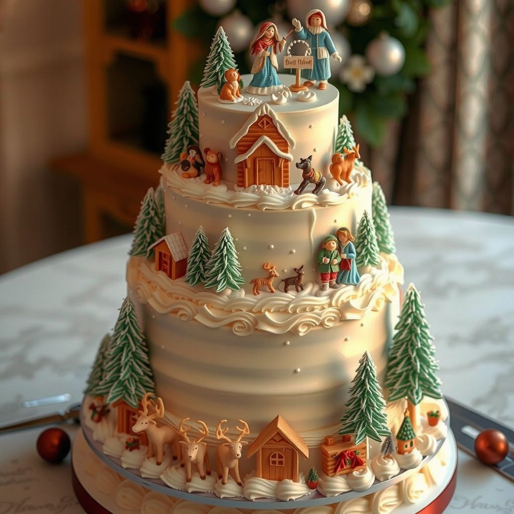 Traditional Christmas Cake in Majestic Splendor