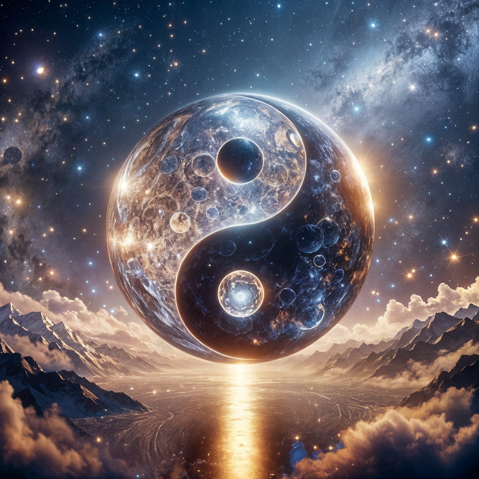 Glass Yin Yang Planet rotation