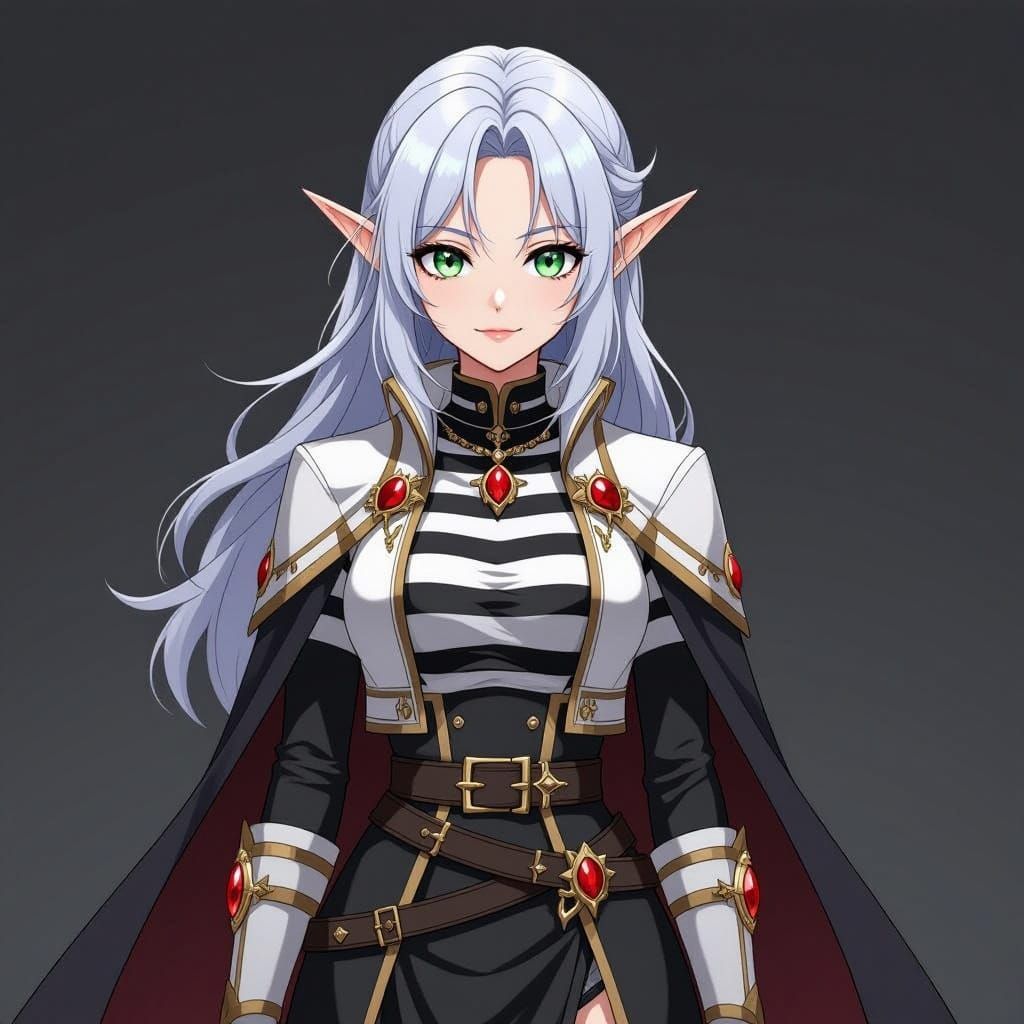 Frieren Elf with Silver Hair and Lightsaber