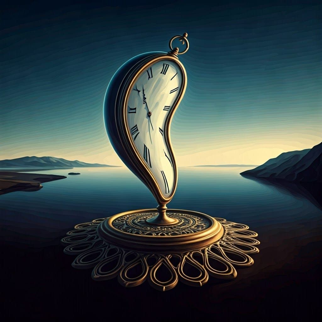 Surreal Melting Clock in Dali-esque Style