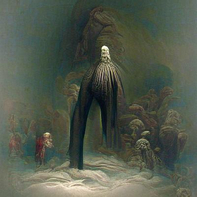 Horrific Tall Man in Gothic Horror Style