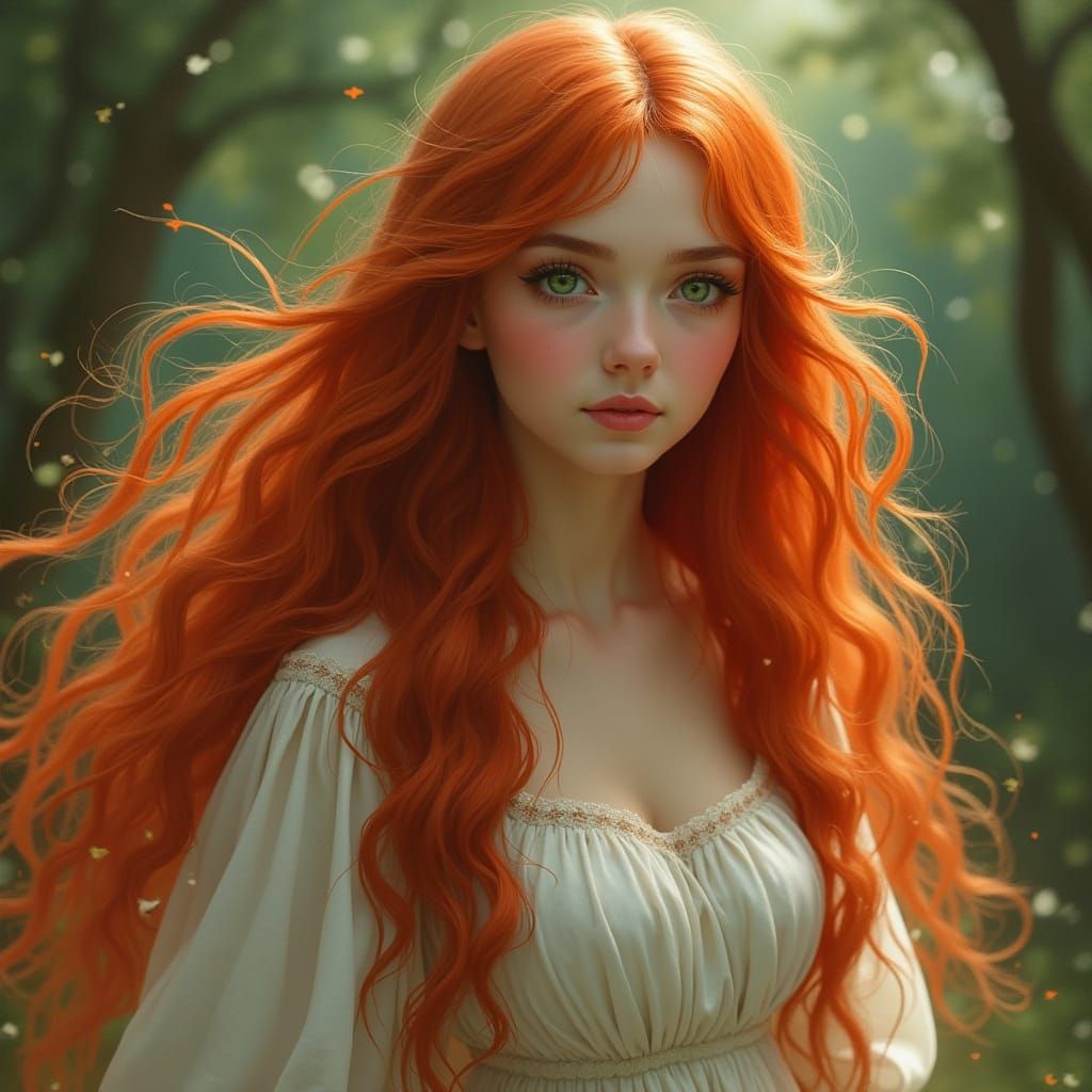 Ethereal Beauty in a Whimsical Red Meadow