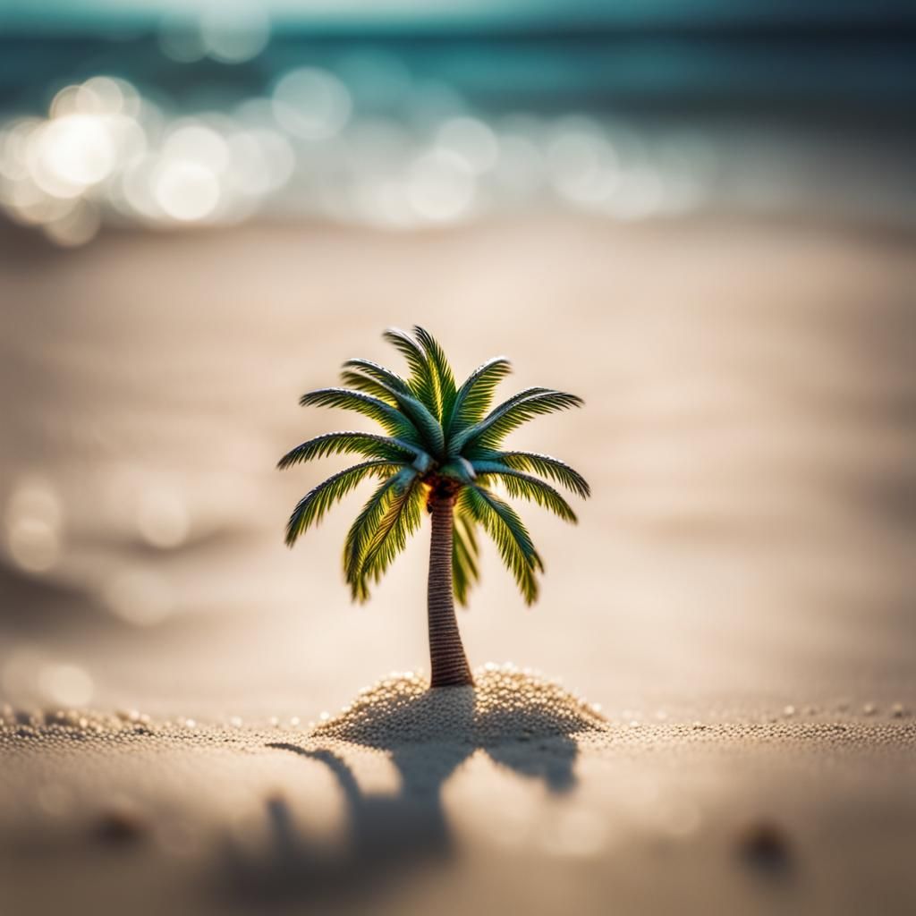 Miniature Die-Cast Palm Tree on the Beach