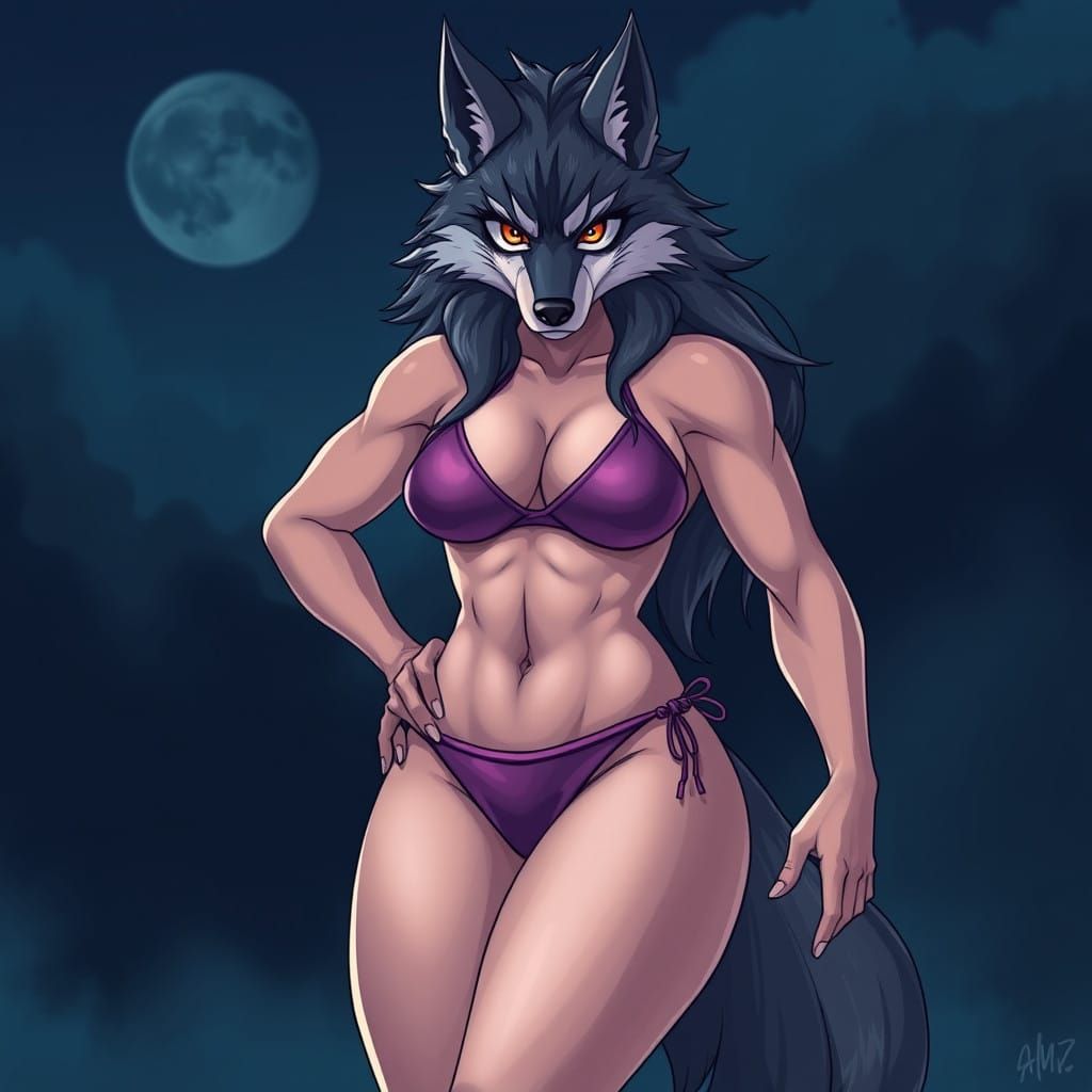 Elegant Wolf Goddess in Bikini
