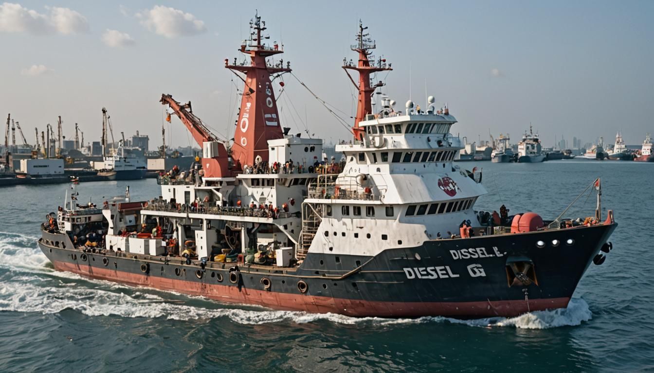 Giant Diesel Fishing Ship with Painted Eyes