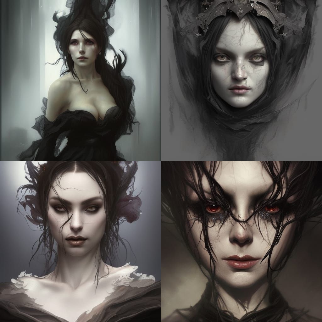 Dark Ash Witch in Shadow Haze: Fantasy Portrait