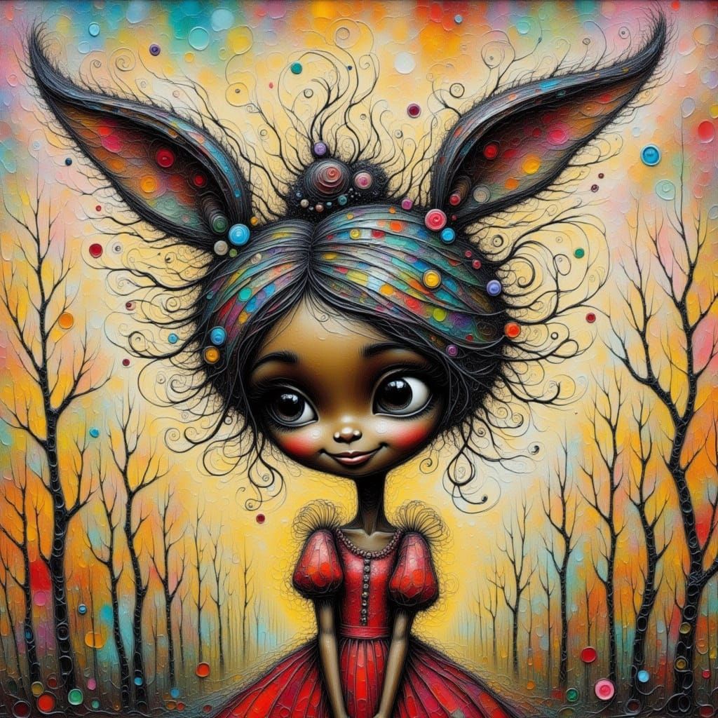 Whimsical Cartoon in Burtonesque Style