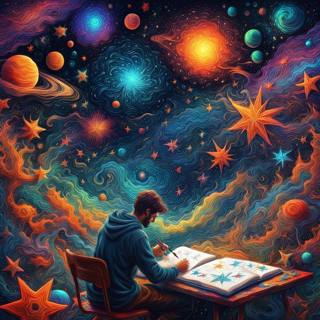 Psychedelic Star Doodles Come to Life as Impasto Painting