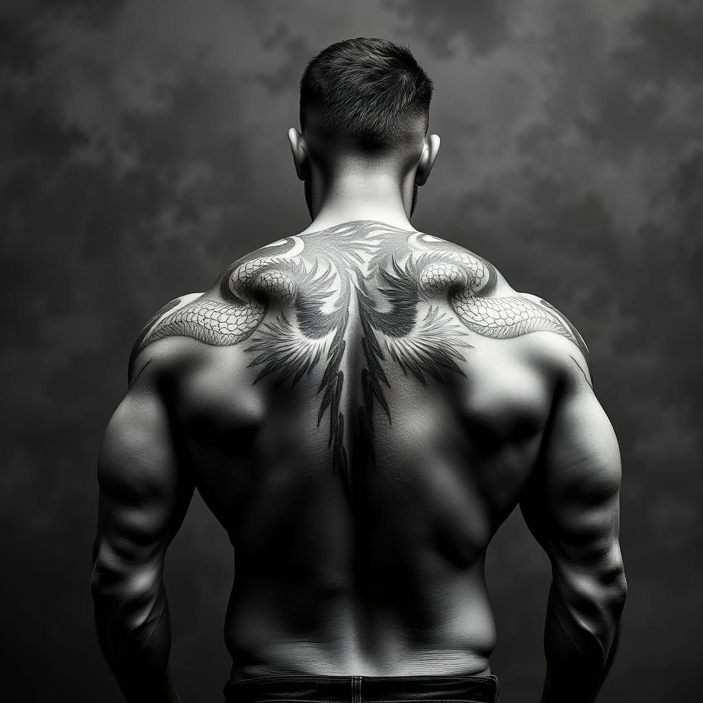 Dragon Tattoo Artistry on Muscular Back