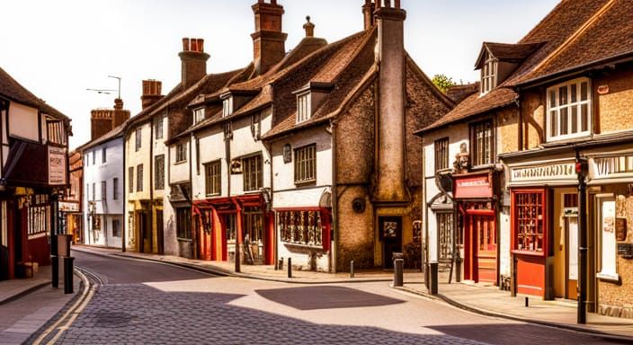 Old Windsor Village Street View in Photorealistic Style