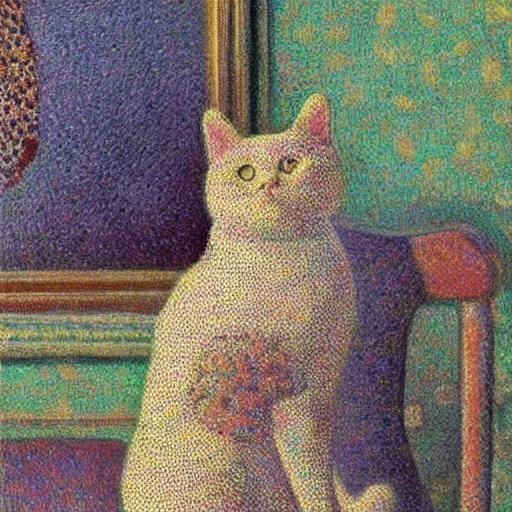 Pointillistic Cat in a Pointillist World