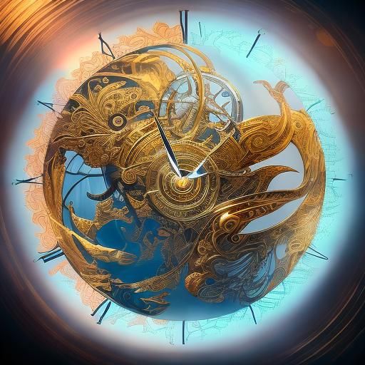 Sentient Clock Face in Anime-Inspired Surreal Art