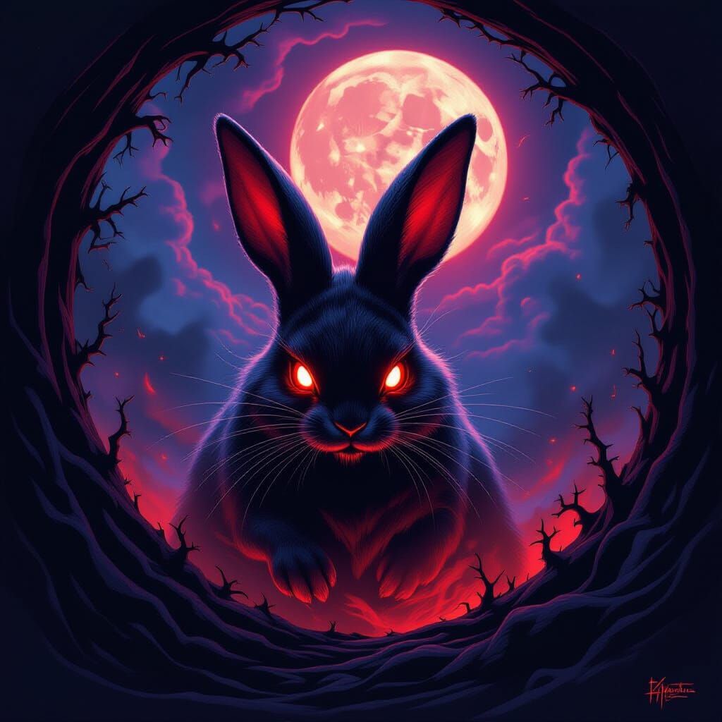 Ominous Shadow Rabbit Emerges From Dark Vortex