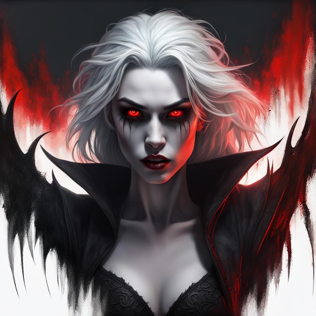 Dark Gothic Vampire Portrait in Eerie Night