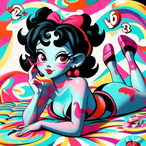 Betty Boop Illustration in Gouache with Vibrant Colors