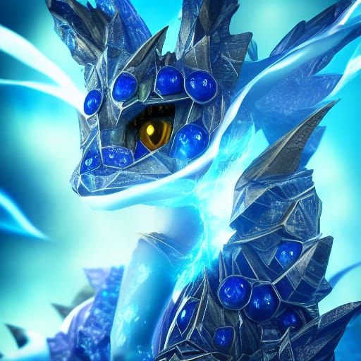 Detailed Sapphire Elemental Portrait in Fairycore Style