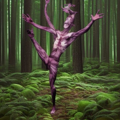 Eerie Forest Scene with Unseen Presence