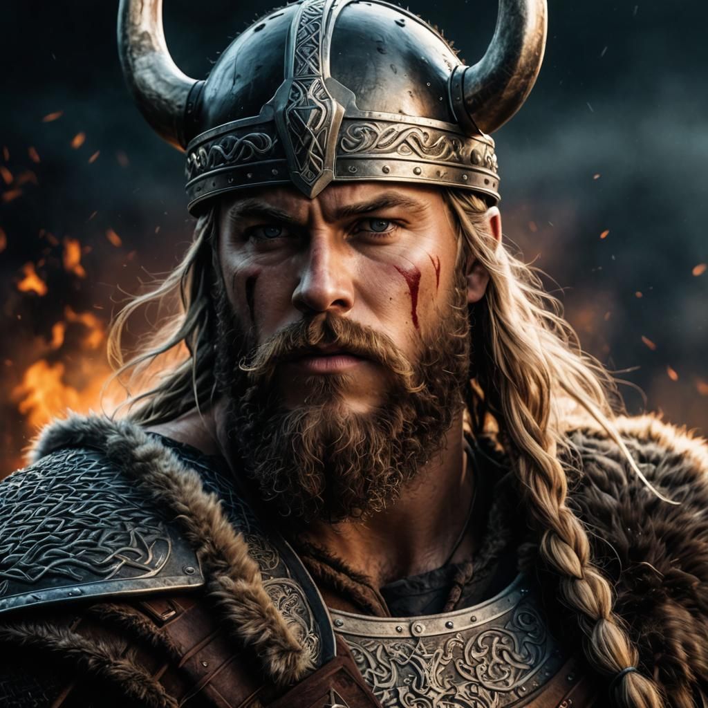 Epic Viking Portrait in Hyperrealistic Style