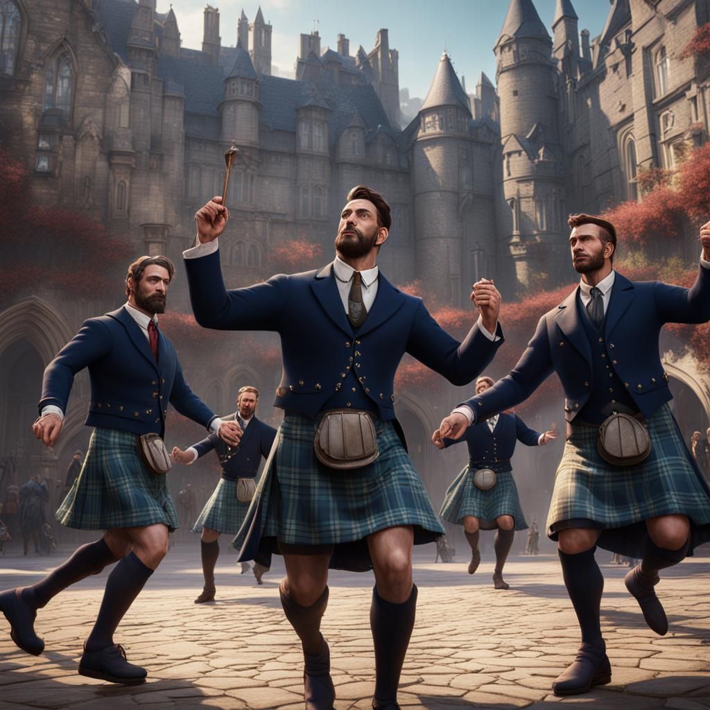 Scottish Dancers in a Detailed Matte Painting