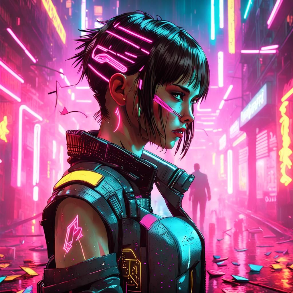 Magical Confetti Explosion in Cyberpunk Neon Style