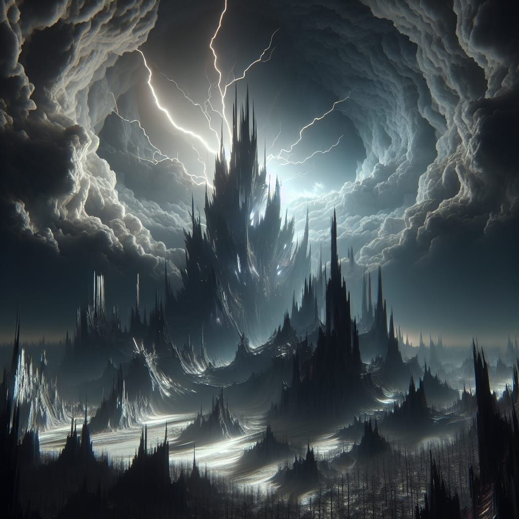 Cyberpunk Dystopian Landscape in 3D Style