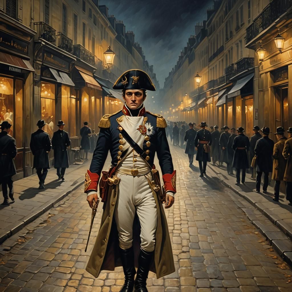Napoleon in Paris at Night: Romanticism Style