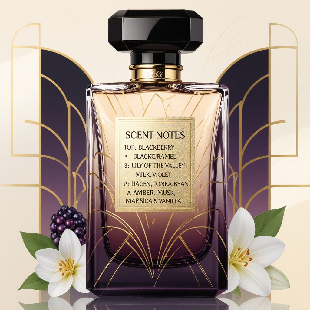 Art Deco Perfume Bottle with Gold and Purple Accents
