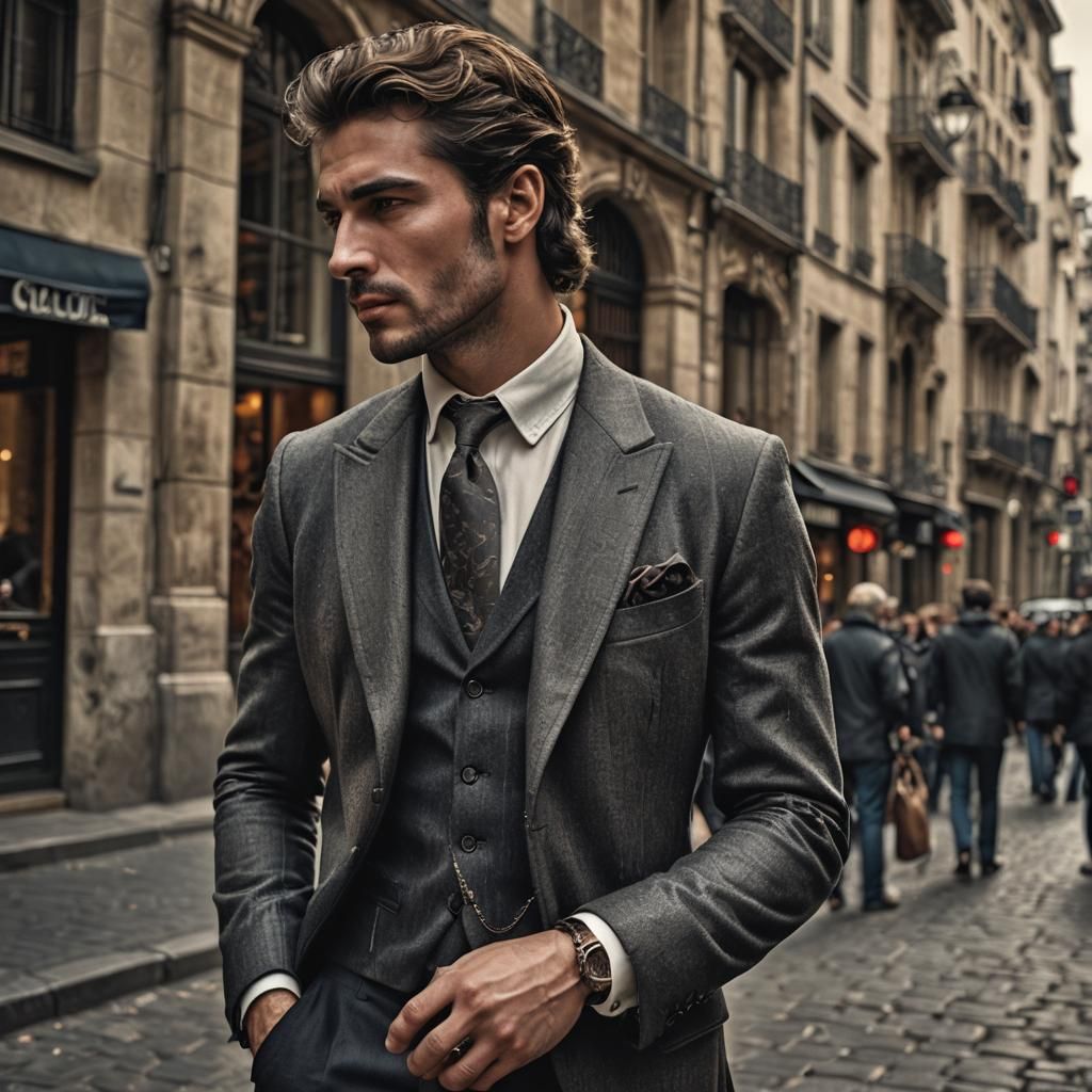 Hyperrealistic Portrait of a French Gigolo