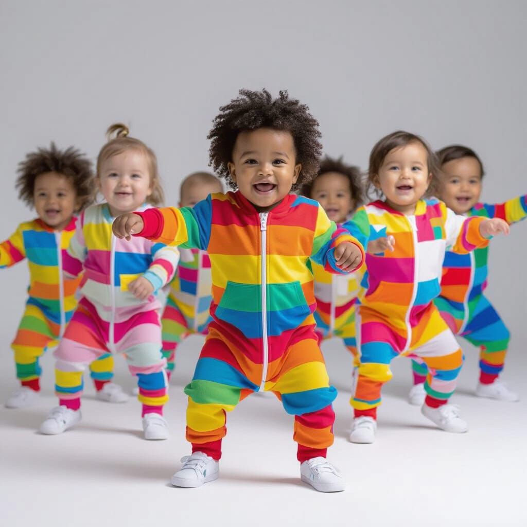 Babies Dancing in Colorful Streetwear Onesies