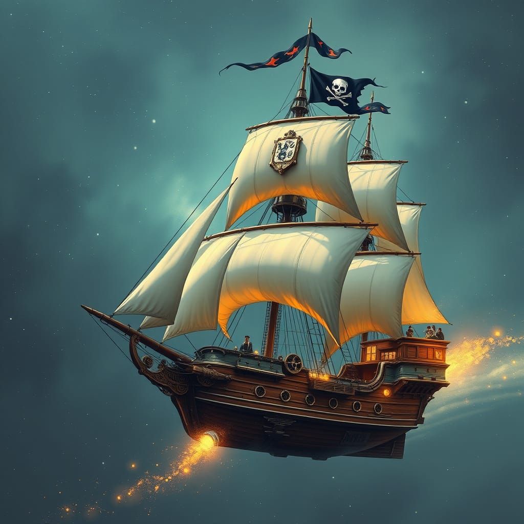 Cosmic Pirate Galleon Soars Through the Stars