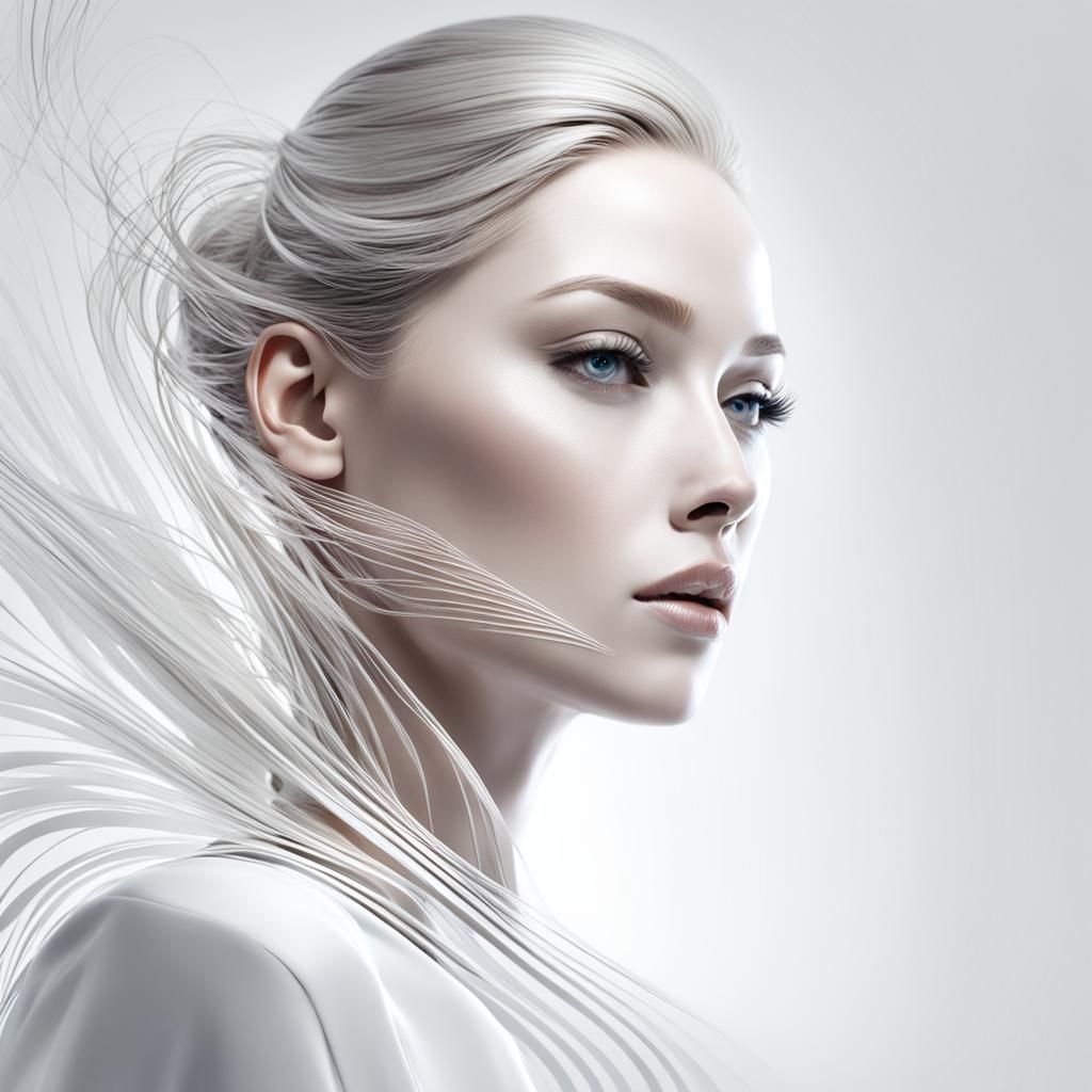 Elegant Minimalist 3D Rendering of a Woman's Face