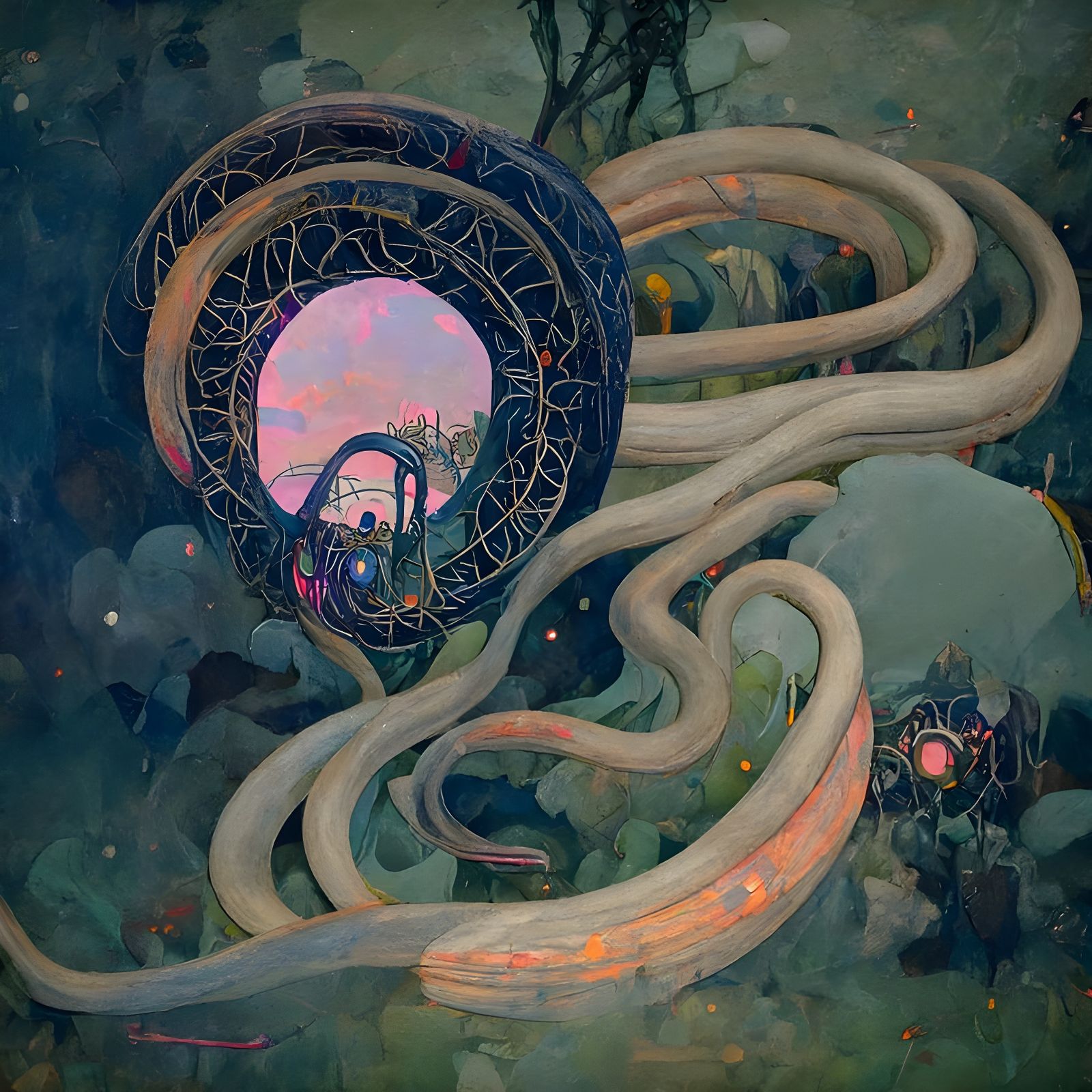 Entangled Strange Loops: A Psychedelic Digital Painting