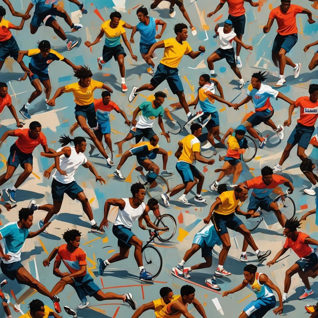 Inclusive Athletes in Street Art Style