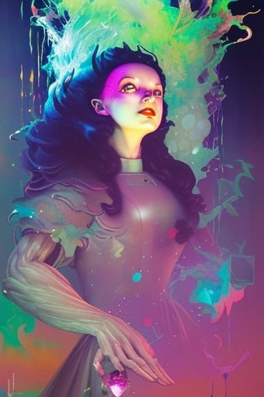 Vaporwave Wizard of Oz Portrait in Shattered Glass Style