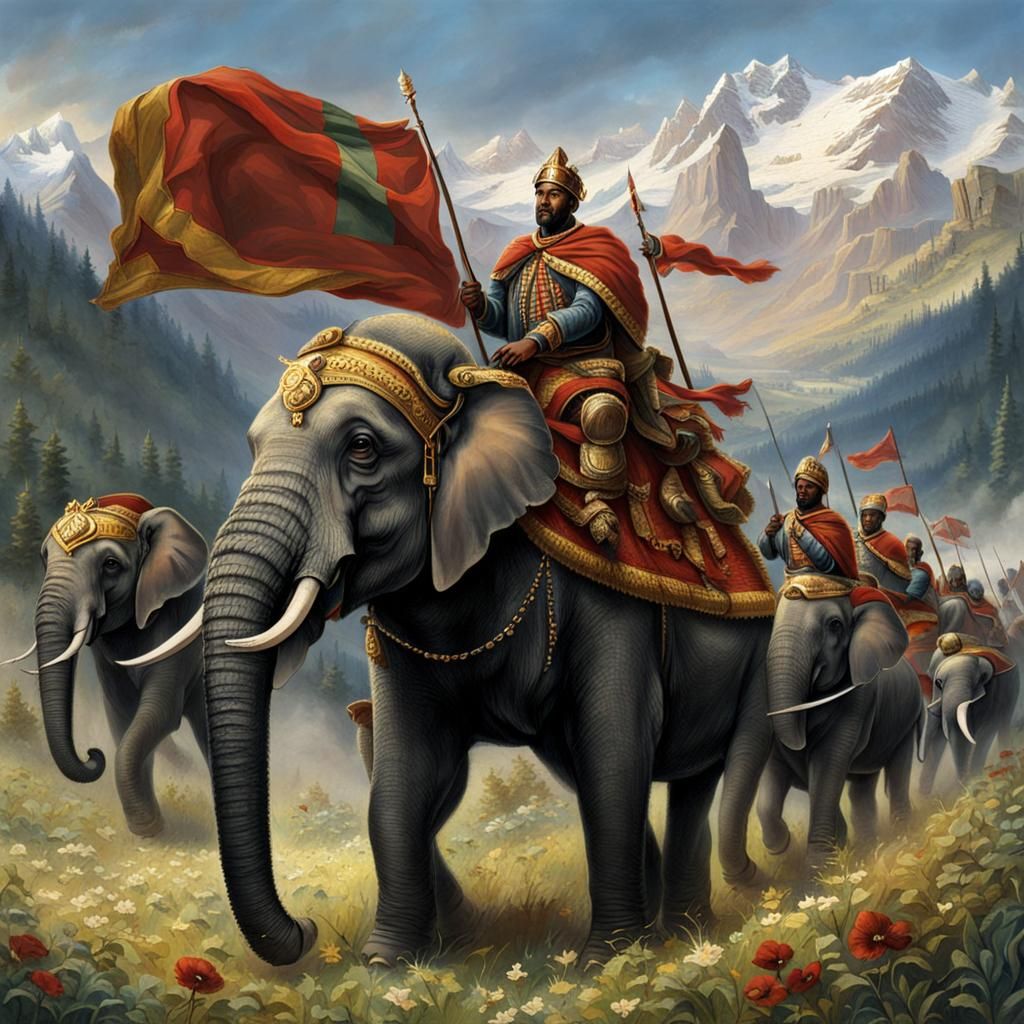 Hannibal's War Elephants Cross The Alps