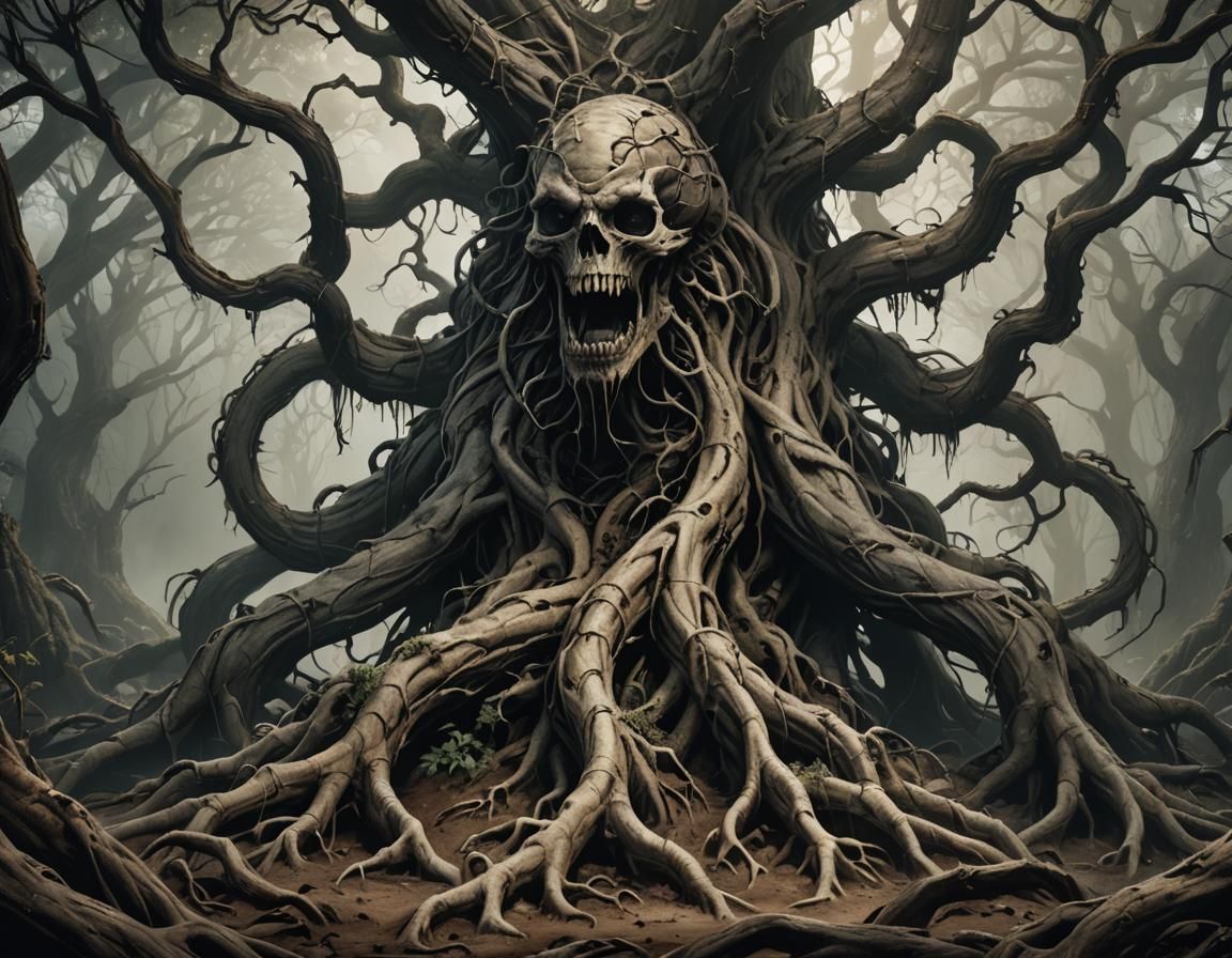 Eerie Dark Fantasy Gravemind Illustration