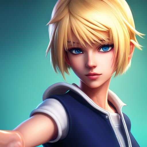 Anime-Style Blond Fighter in 3D Digital Art