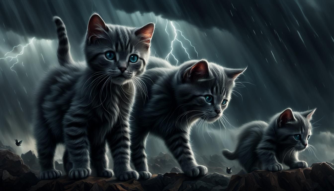 Cinematic Storm of Kittens Digital Painting