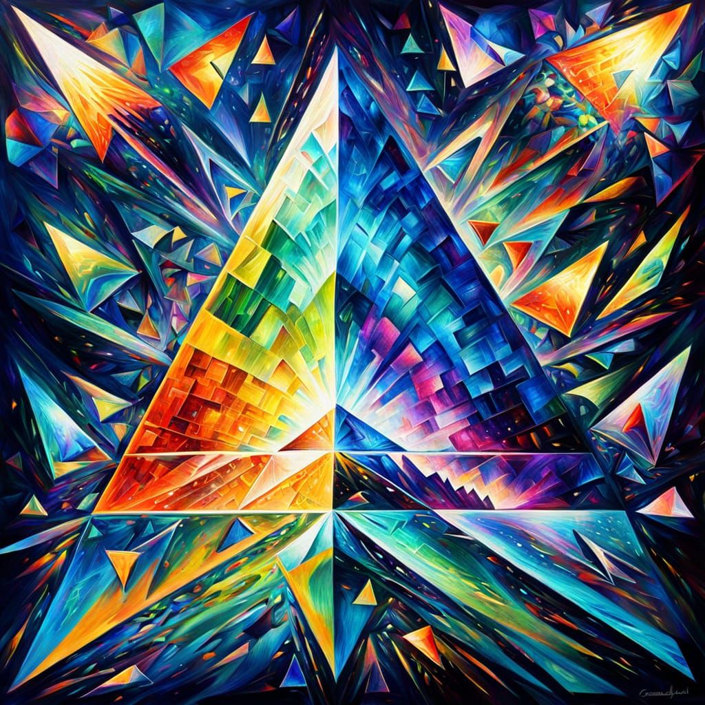 Surreal Oil Painting of Migraine Aura in Kaleidoscope