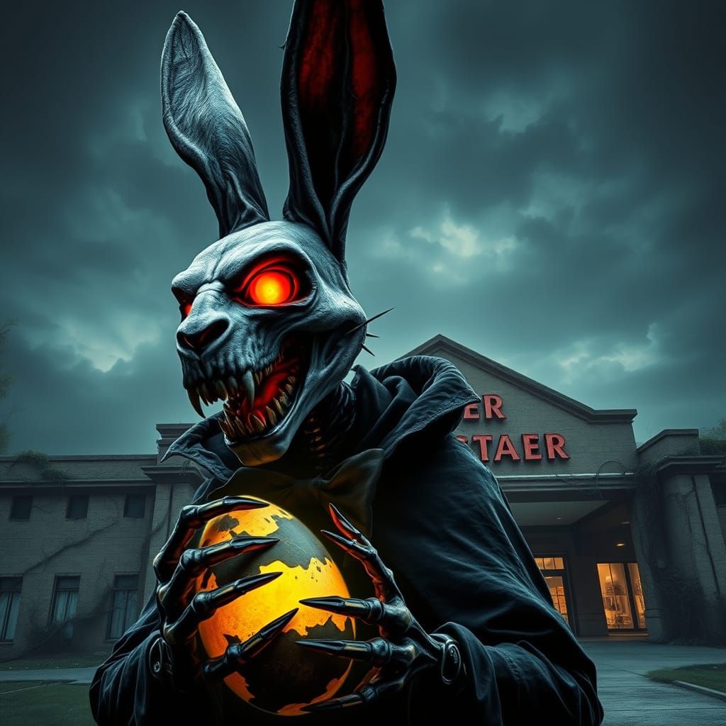 Eerie Easter Bunny with Malevolent Intent