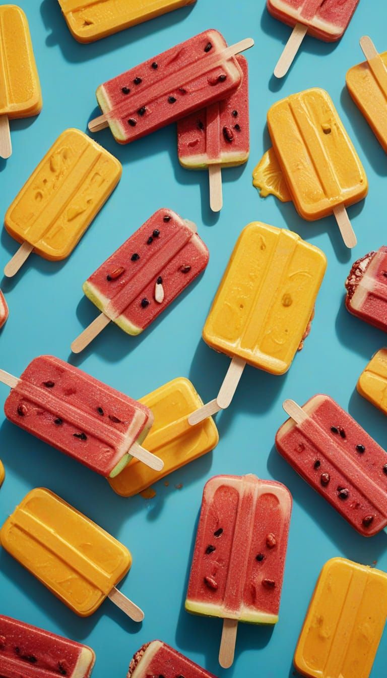 Vibrant Summer Fruit Popsicles in Pop Art Style