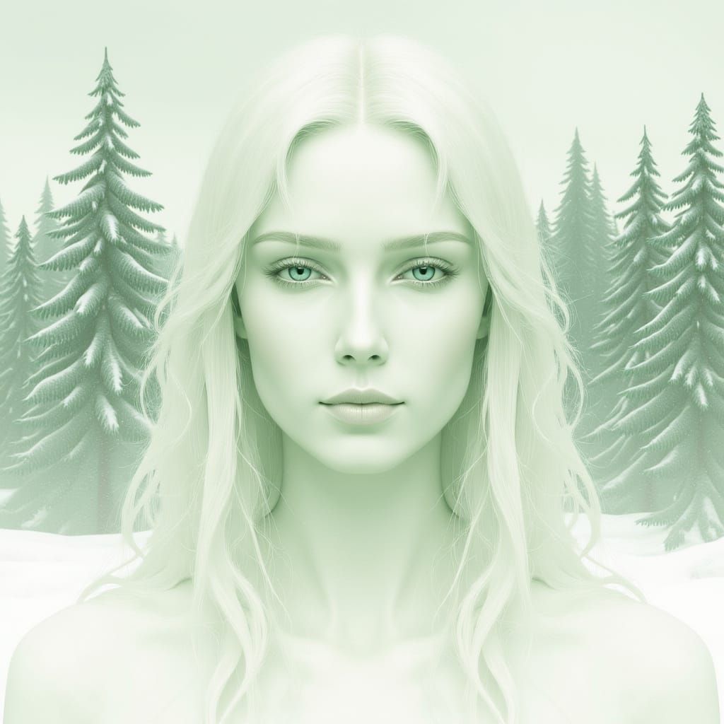 Double Exposure Portrait in Light-Silver Photography Style