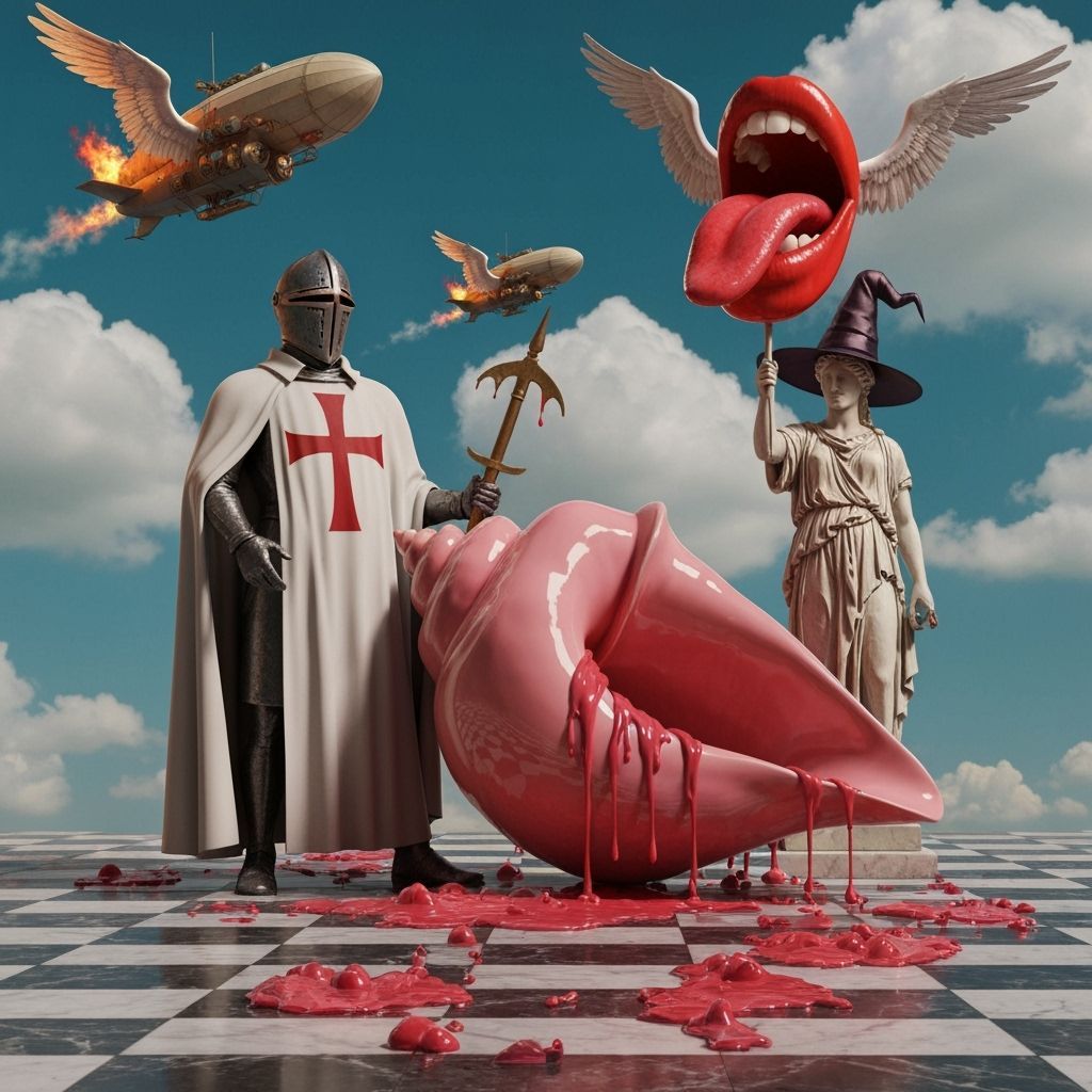 Surreal Dreamscape: Knight Templar, Conch, and Steampunk Zep...