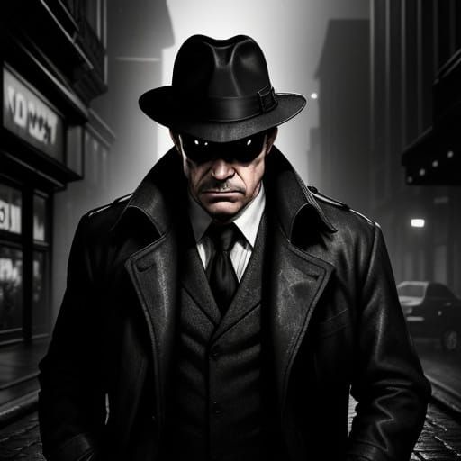 Noir Cityscape Mole Man, Shrouded in Shadows