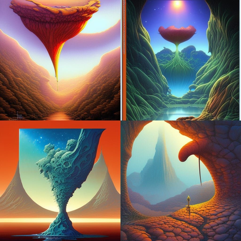 Surreal Water Drop Reflecting Alien Worlds